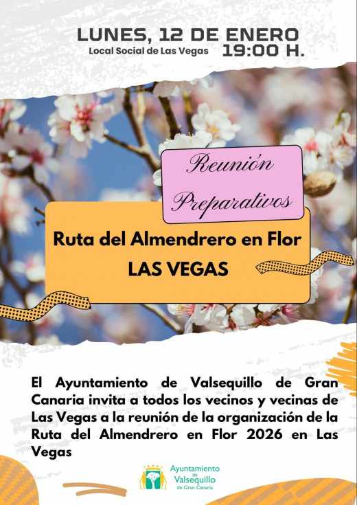 Las Vegas convoca una reunión vecinal para preparar la Ruta del Almendrero en Flor 2026