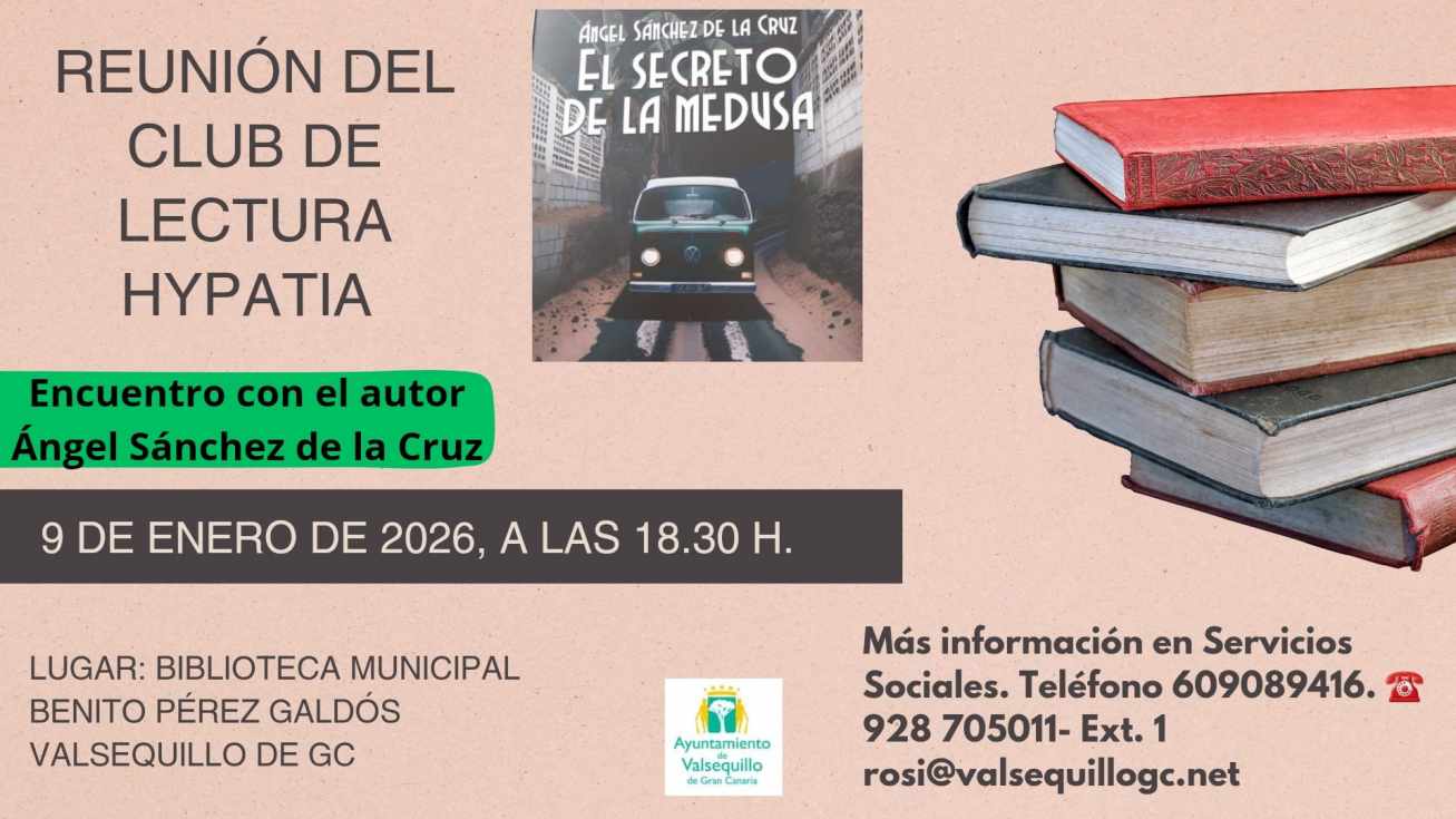 El Club de Lectura Hypatia se reúne este viernes con el autor Ángel Sánchez de la Cruz