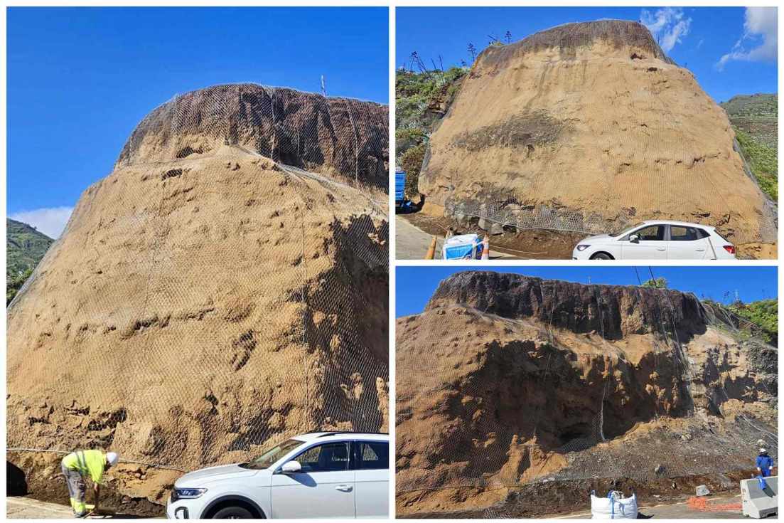 Obras Públicas abre la GC-41 tras culminar las obras de emergencia del talud junto a la carretera de Valsequillo