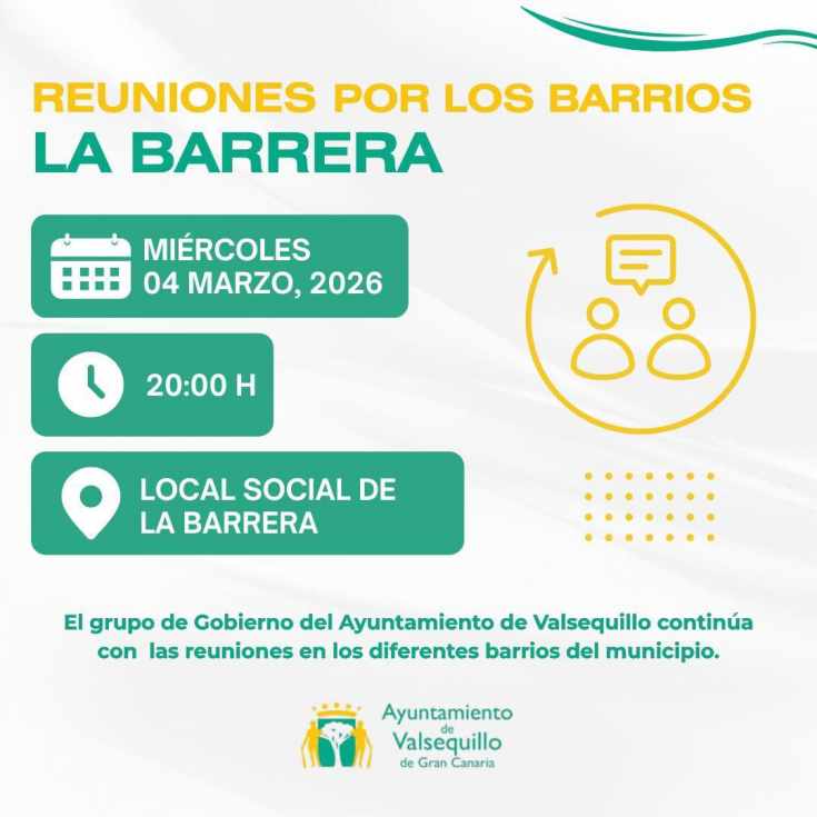 La Barrera acoge la próxima reunión vecinal del Gobierno de Valsequillo