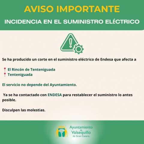 Una avería eléctrica deja sin luz a Tenteniguada