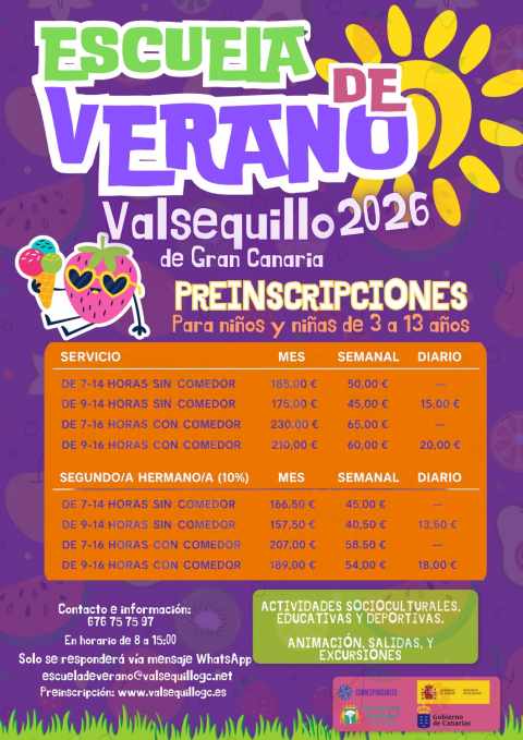 Cartel de la Escuela de Verano 2026 (Foto: Ayuntamiento de Valsequillo de GC)