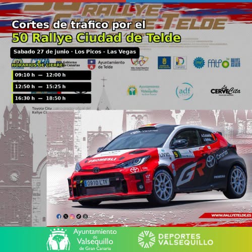 Cortes de tráfico este sábado en Valsequillo por el L Rally Ciudad de Telde