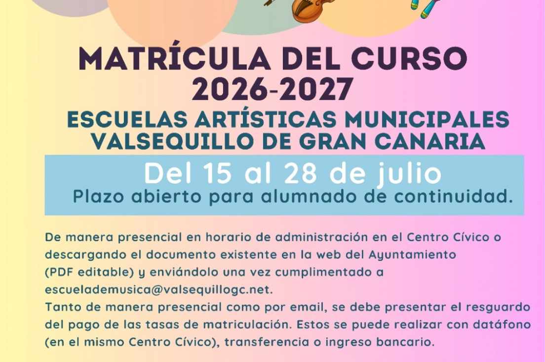 Las Escuelas Artísticas de Valsequillo abren el plazo de renovación de matrícula